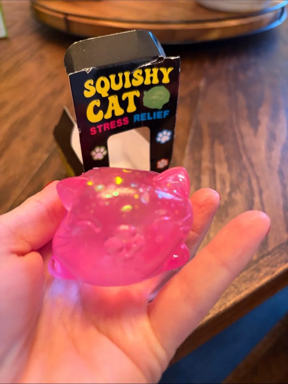 Squishy Cat Stress Relief Toy - Pink Glitter - NEW